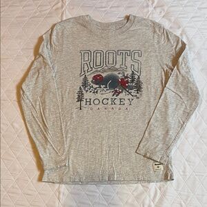 Roots Heather Gray Hockey Long Sleeve Shirt